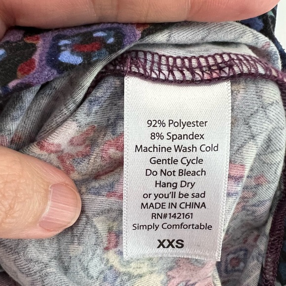 LuLaRoe Irma Black and Purple Tunic Tee Shirt Size XXS - Picture 7 of 10